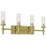 2_Huntington 30" Wide Light Antique Brass Vanity With Ribbed Glass Shade