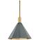 Huntley 15" Wide Patina Brass and Verdigris Pendant Light