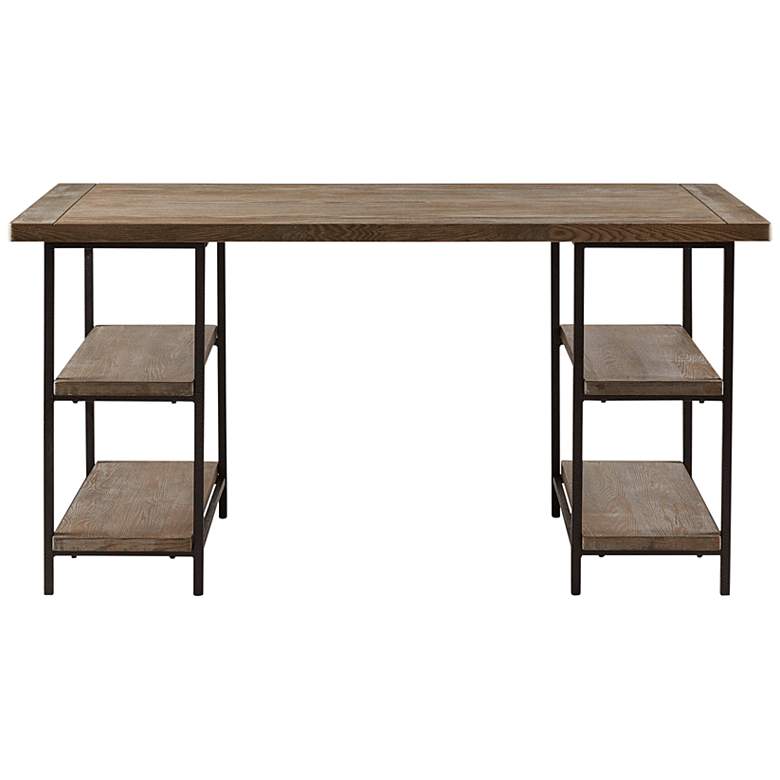 Image 5 Hunts 60" Wide Reclaimed Gray 4-Shelf Rectangular Desk more views