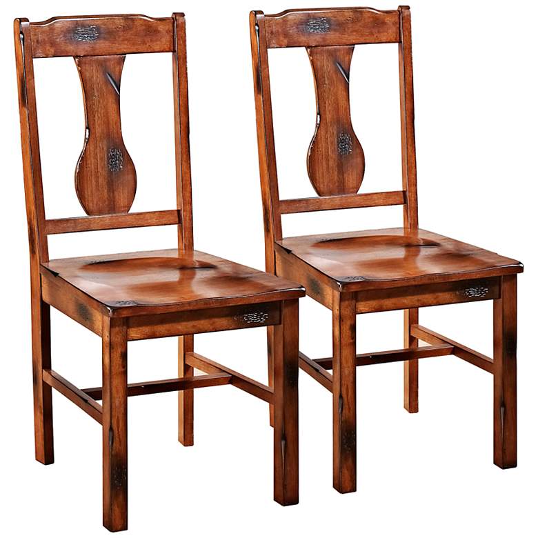 Huntsman Dark Oak Wood Dining Chair Set of 2