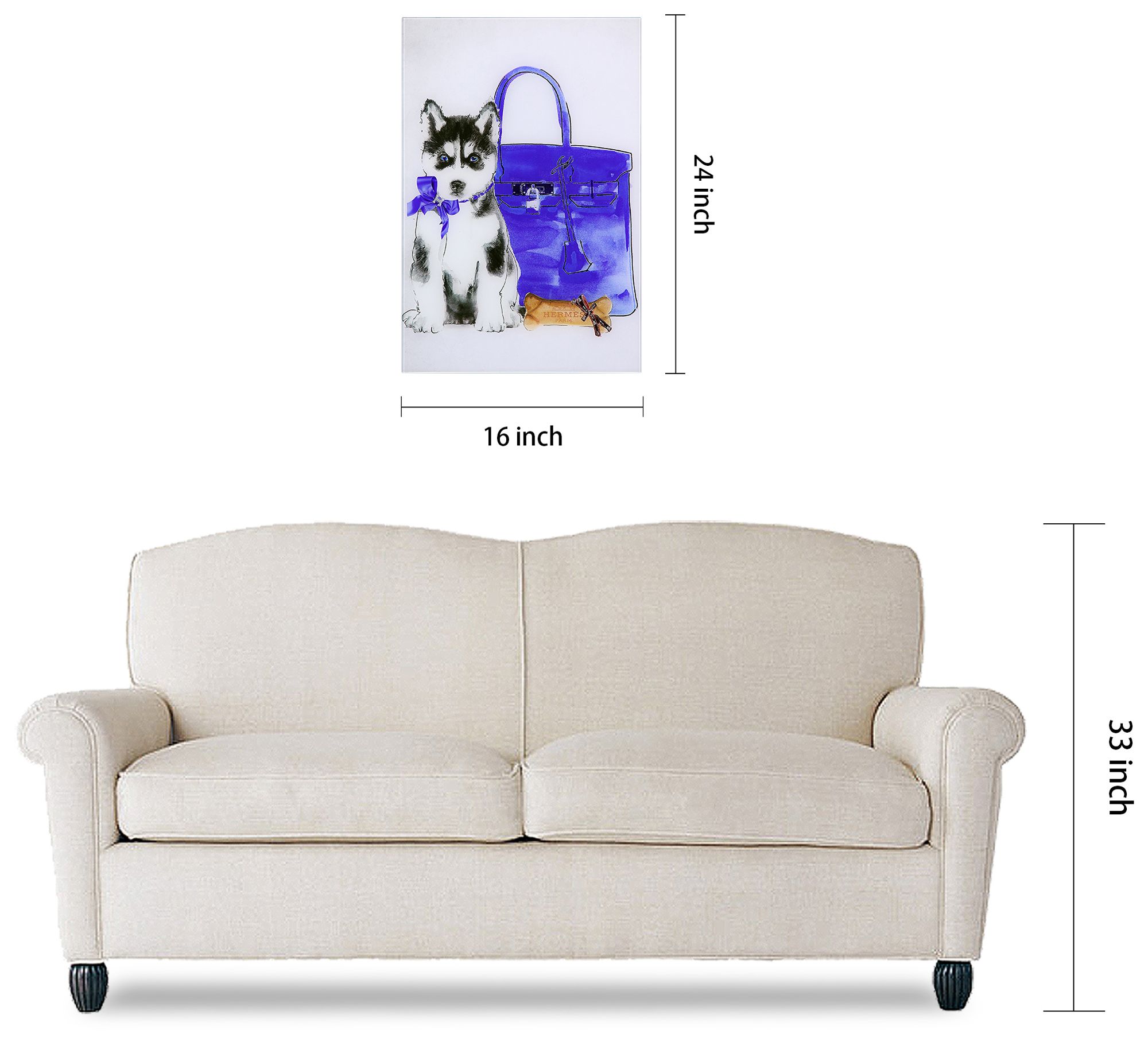 Husky" Frameless Free Floating Tempered Glass Wall Art