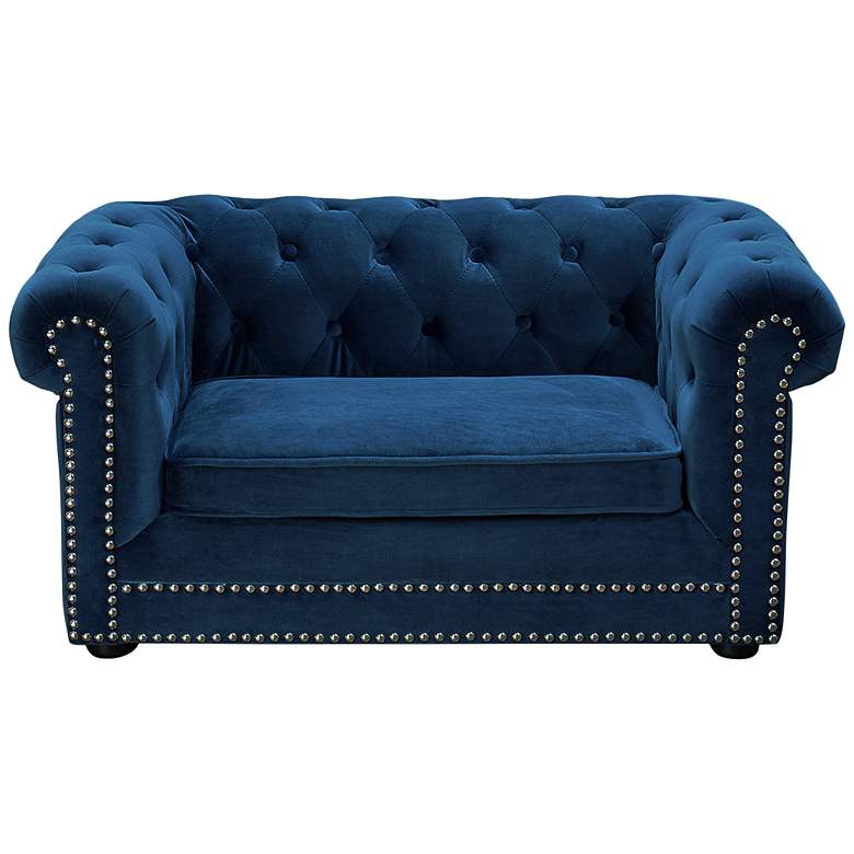 Image 3 Husky Navy Velvet and Wood Pet Bed more views