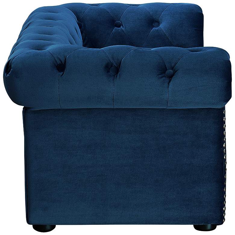 Image 5 Husky Navy Velvet and Wood Pet Bed more views