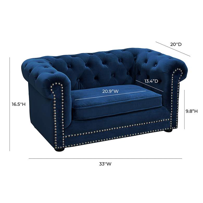 Image 7 Husky Navy Velvet and Wood Pet Bed more views