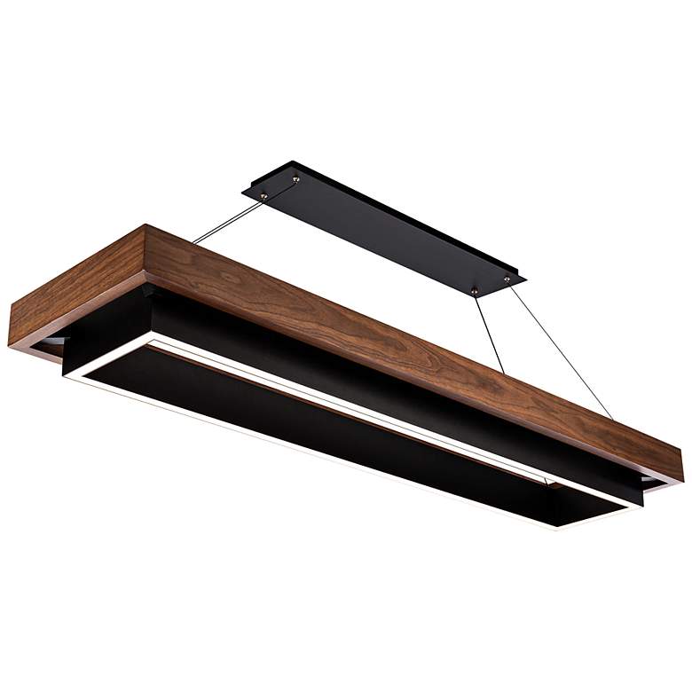 Image 1 Hustler 54" Wide Black and Walnut LED Billiard Pendant