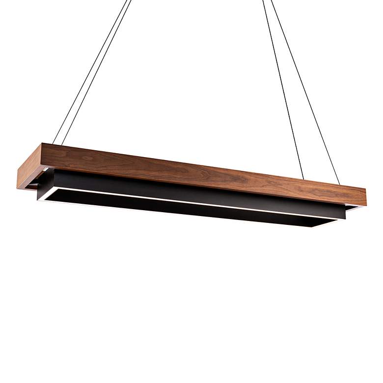Image 3 Hustler 54" Wide Black and Walnut LED Billiard Pendant more views