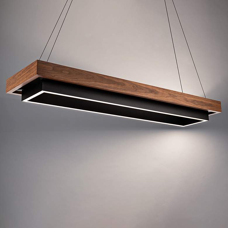 Image 5 Hustler 54" Wide Black and Walnut LED Billiard Pendant more views
