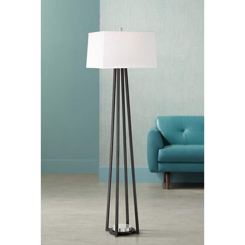 Image 1 Huston Black Gun Metal and Brushed Nickel Floor Lamp