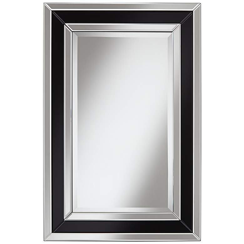 Image 1 Hutchins Black Glass Frame 24 inch x 36 inch Wall Mirror