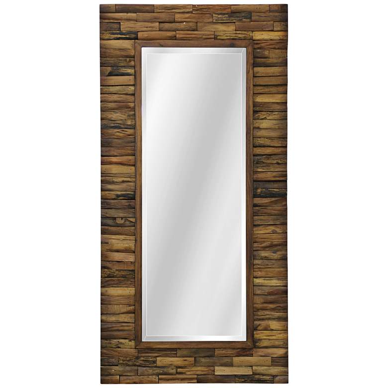 Image 1 Hutchins Woodgrain Tile 24 inch x 48 inch Rectangular Wall Mirror
