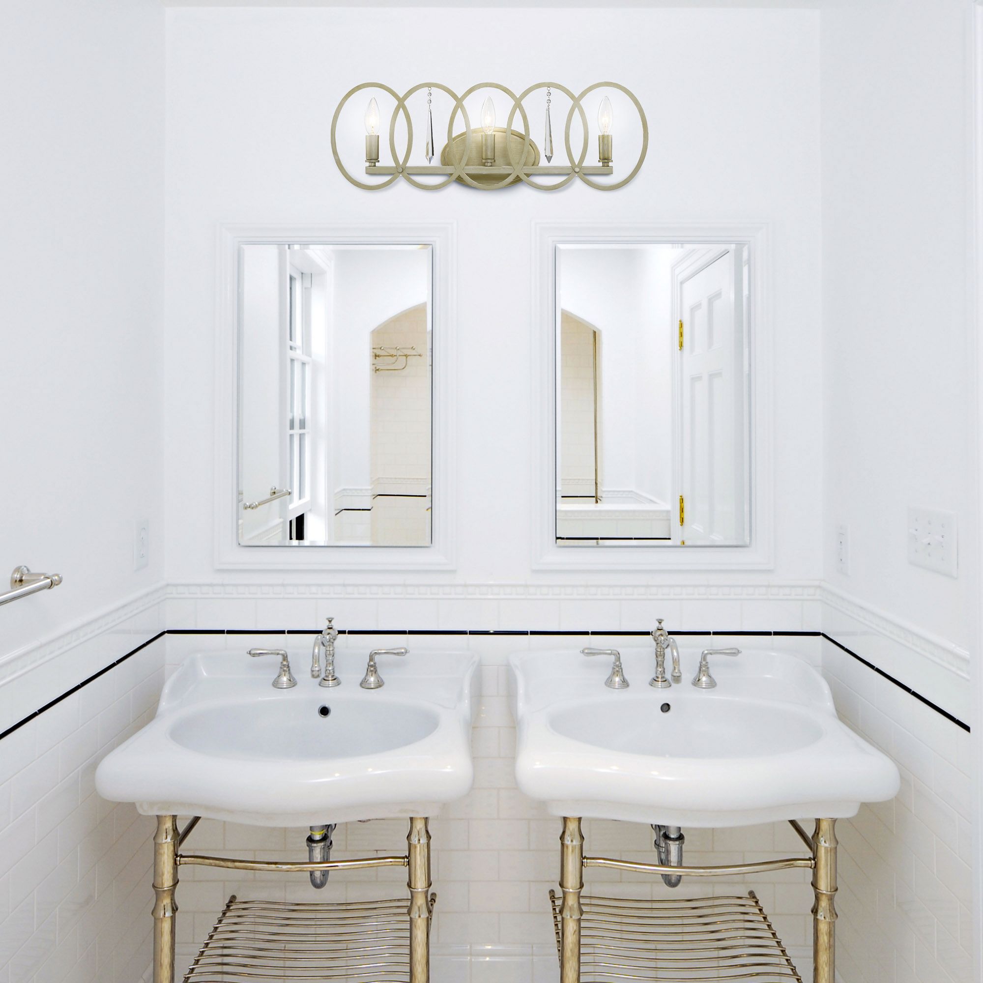 Image 4 Hutton 24.5 in. 3-Light Sterling Gold Bath Bar Vanity Light more views