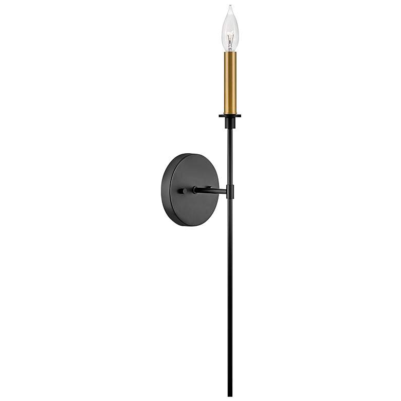 Image 1 Hux 24" High Black Lacquered Brass Wall Sconce