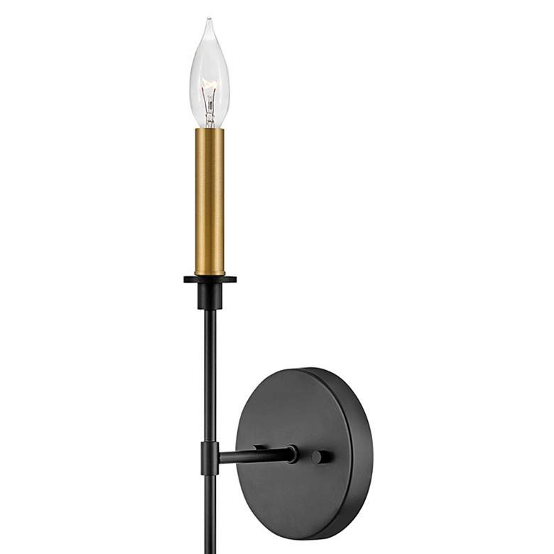 Image 4 Hux 24" High Black Lacquered Brass Wall Sconce more views