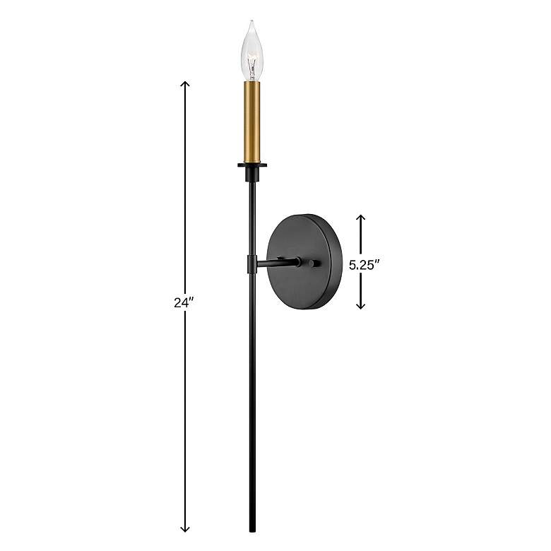 Image 6 Hux 24" High Black Lacquered Brass Wall Sconce more views