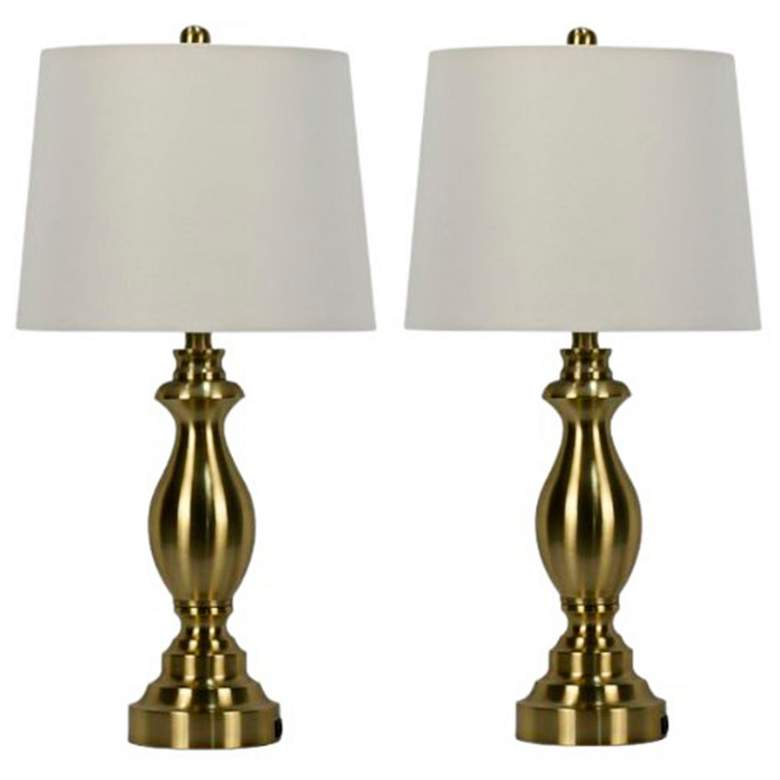 Image 1 Huygens Soft Gold Balustrade USB Table Lamps Set of 2
