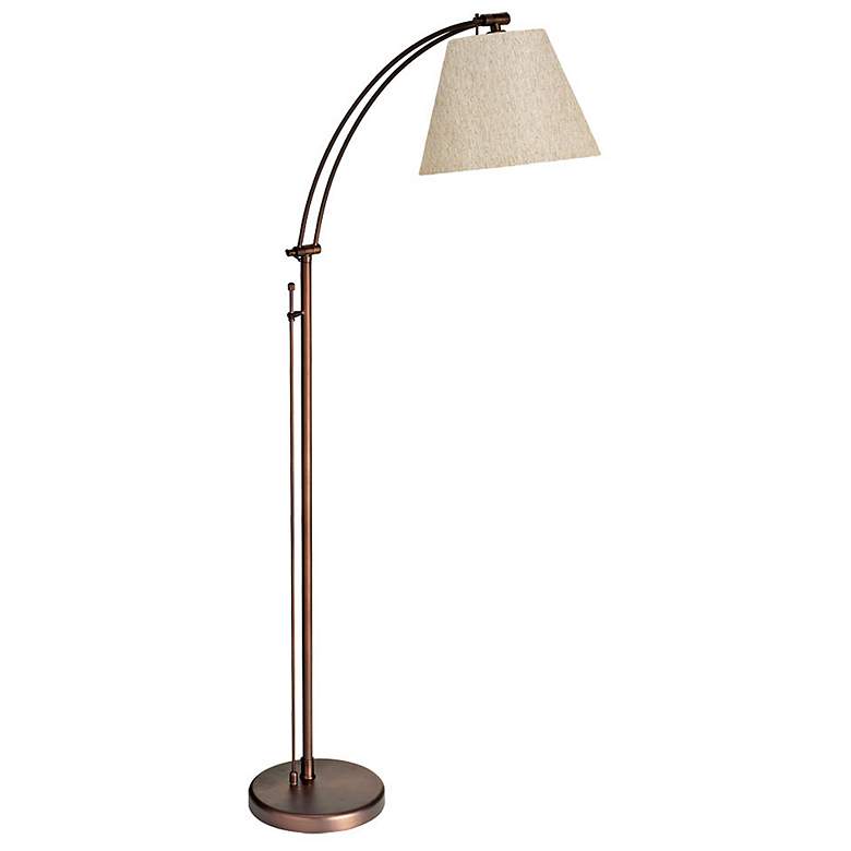 Image 2 Hyannis 61" Flax Shade and Oil Brushed Bronze Adjustable Floor Lamp
