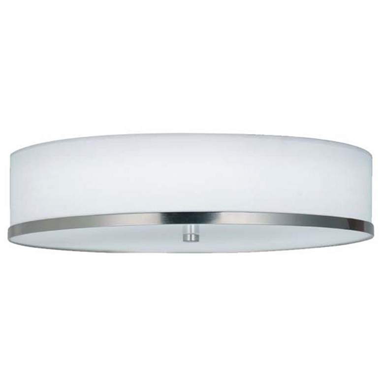 Image 1 Hyde 15 inch LED Flush-Mount - Brushed Nickel - White Linen Fabric Shade