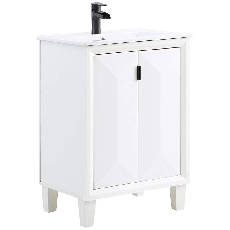 Image 2 Hyde 24 inch Wide Melamine White Wood Bathroom Vanity Sink