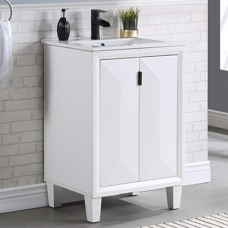 Image 1 Hyde 24 inch Wide Melamine White Wood Bathroom Vanity Sink