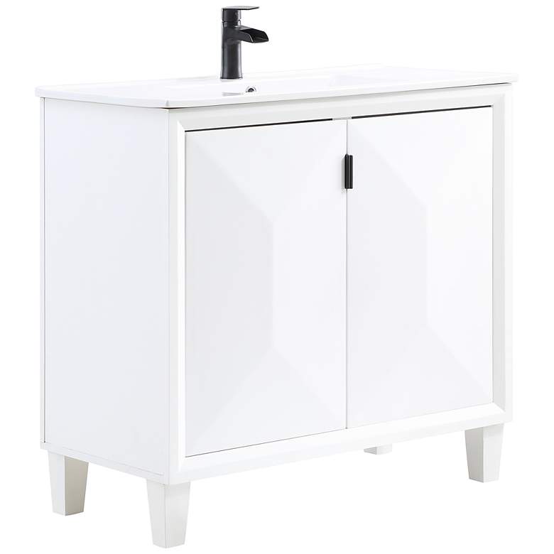 Image 2 Hyde 36 inch Wide Melamine White Wood Bathroom Vanity Sink