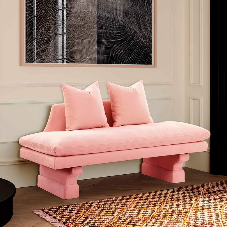 Image 1 Hyde 59 1/2 inch Wide Salmon Pink Velvet Sofa