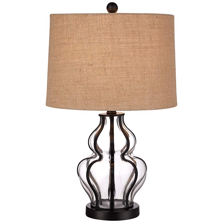 Image 1 Hyde Burlap And Blown Glass Table Lamp