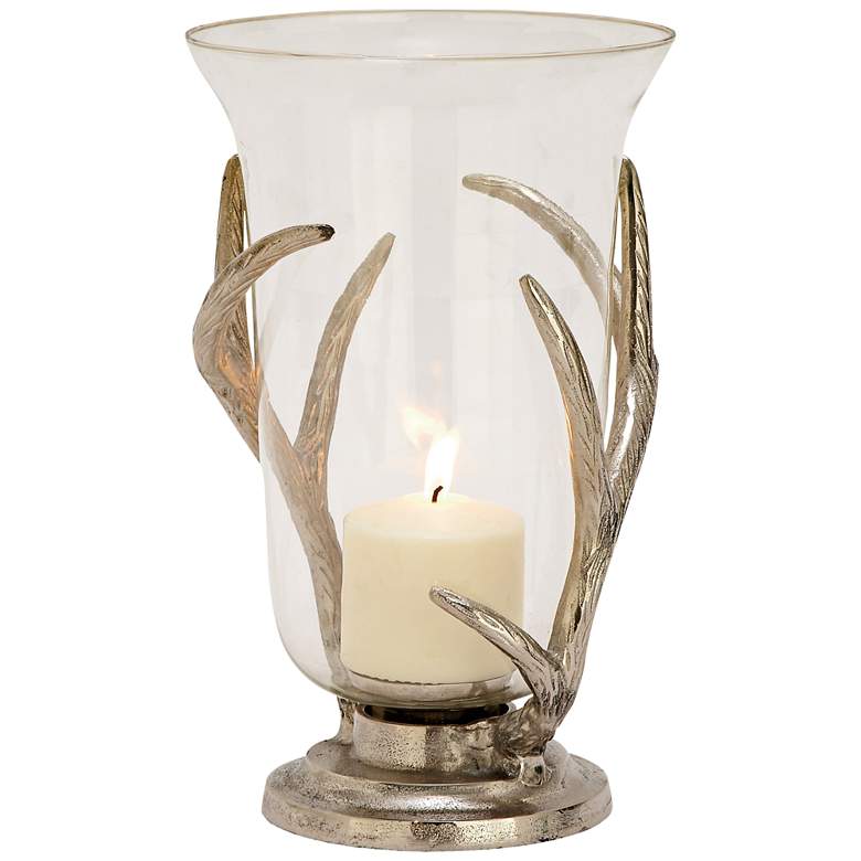 Image 1 Hyde Large Clear and Silver Hurricane Pillar Candle Holder