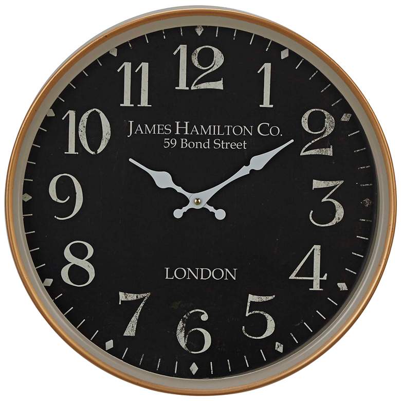 Image 1 Hyde Park Black Metal 16" Round Wall Clock