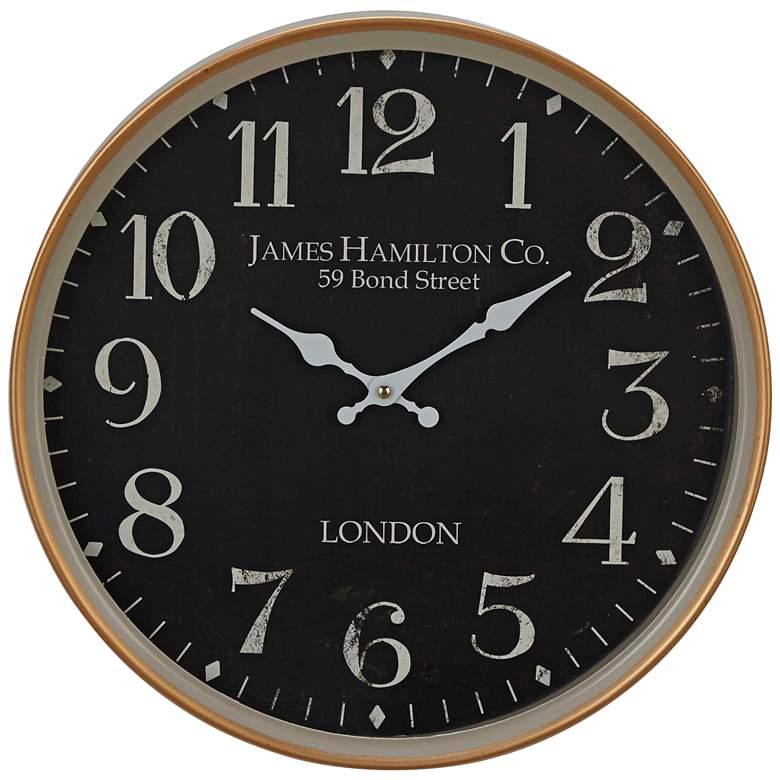 Image 1 Hyde Park Black Metal 16 inch Round Wall Clock