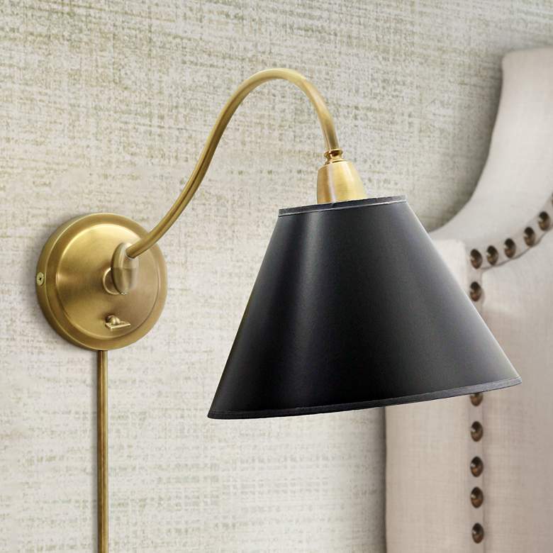 Image 1 Hyde Park Weathered Brass Plug-In  Wall Lamp
