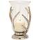 Hyde Small Clear and Silver Hurricane Pillar Candle Holder