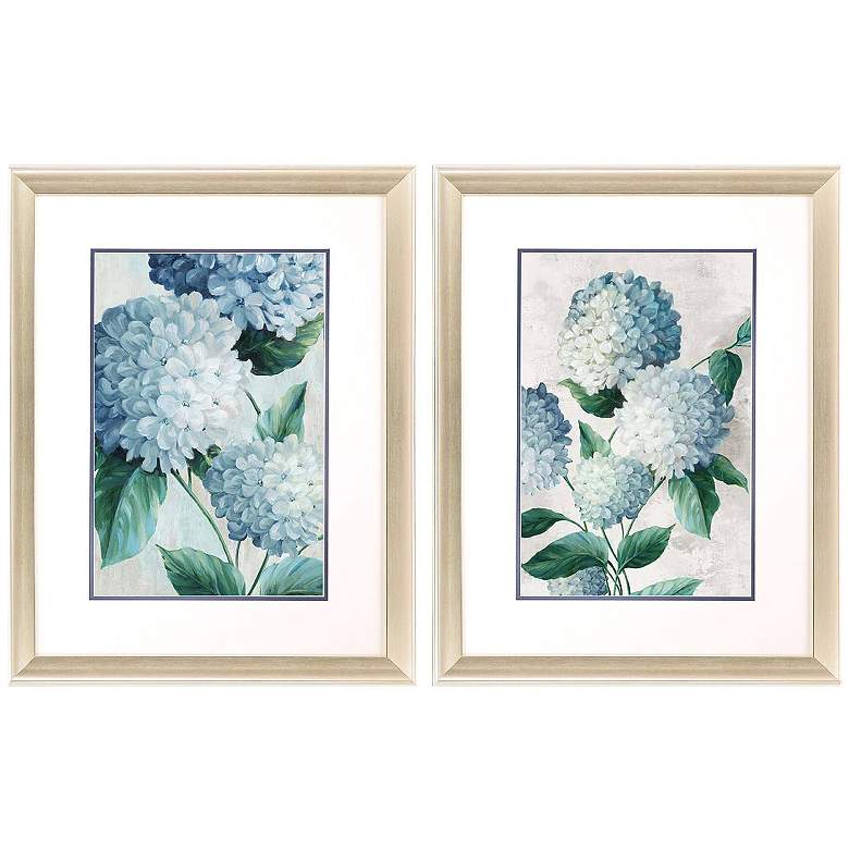 Image 1 Hydrangea Blooms 21"W x 27"H Framed Art Set of 2