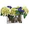 Hydrangeas, Cornflower and Sedum 21" Wide Faux Flowers Vase