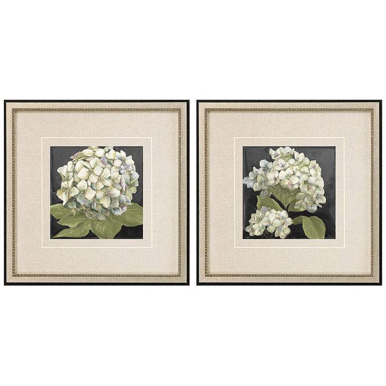 Image 2 Hydrangeas on Black 19"W x 19"H Framed Art Set of 2