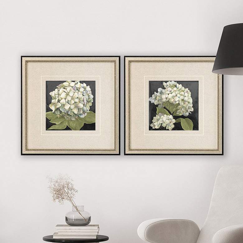 Image 1 Hydrangeas on Black 19"W x 19"H Framed Art Set of 2