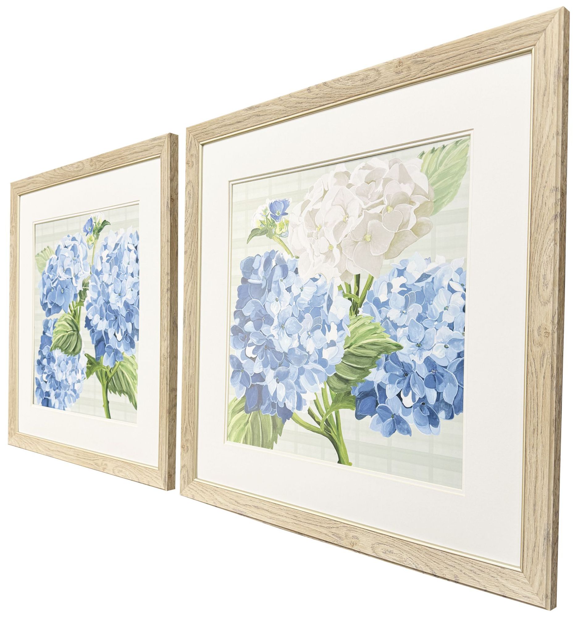 Image 2 Hydrangeas on Plaid 27"W x 27"H Framed Art Set of 2 more views