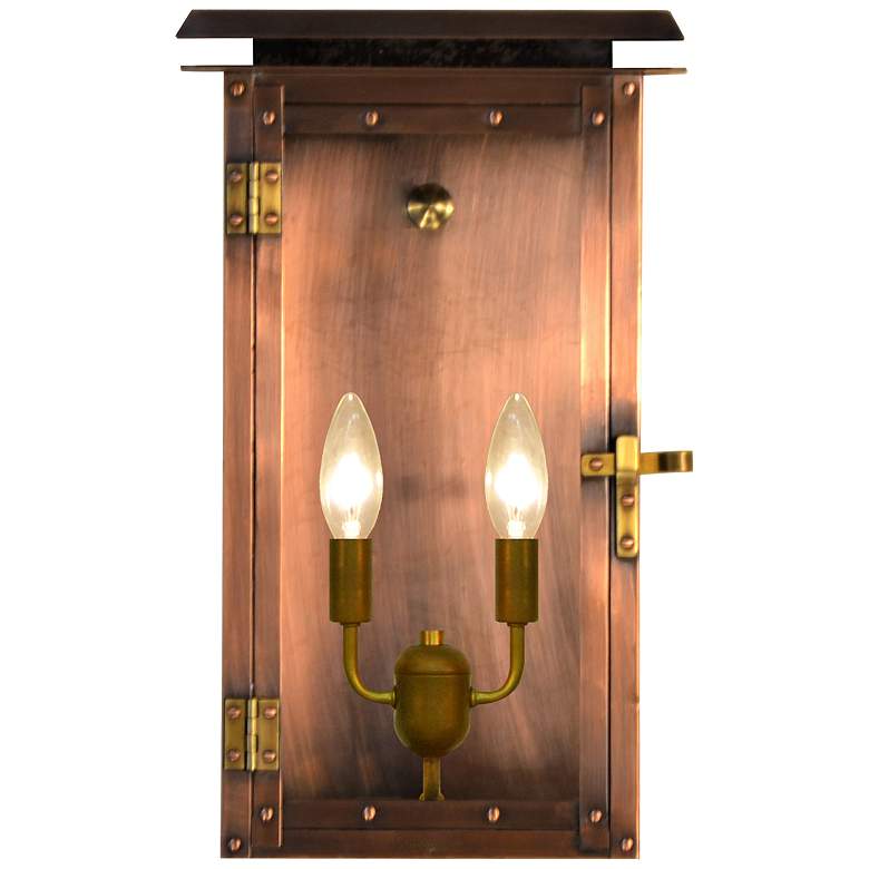 Image 1 Hyland Flush 14 1/2"H Antique Copper 2-Light Outdoor Wall Light
