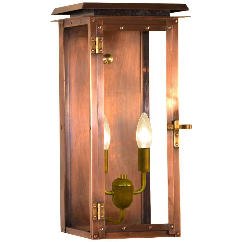 Image 1 Hyland Flush 17 1/2"H Antique Copper 2-Light Outdoor Wall Light