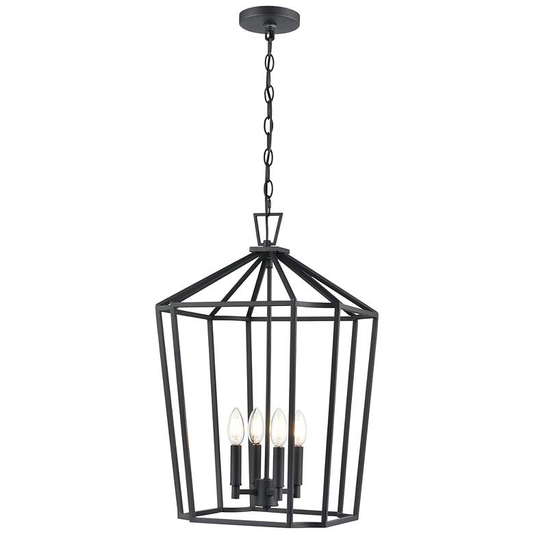 Image 2 Hylena 15" Wide 4-Light Pendant in Textured Black more views