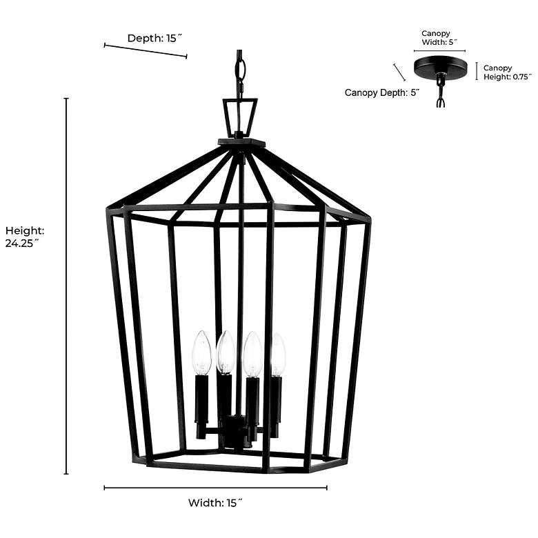 Image 7 Hylena 15" Wide 4-Light Pendant in Textured Black more views