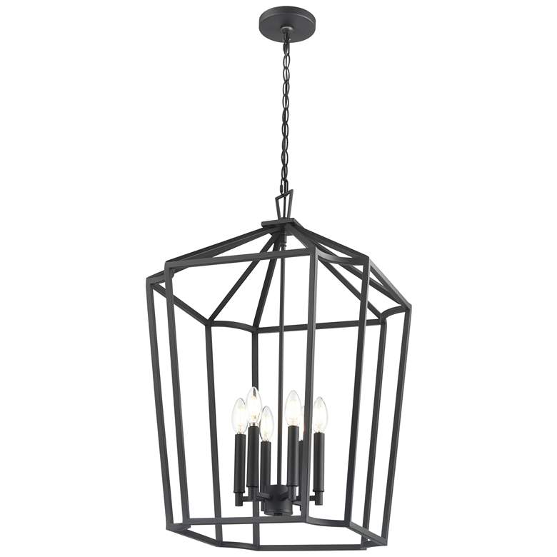 Image 1 Hylena 18.5" Wide 6-Light Pendant in Textured Black