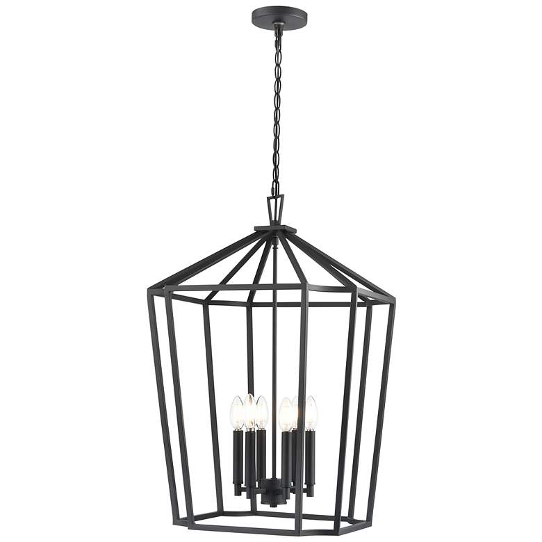 Image 2 Hylena 18.5" Wide 6-Light Pendant in Textured Black more views