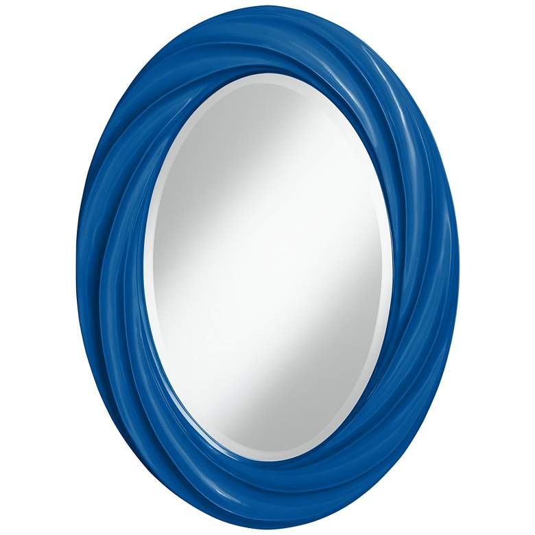 Image 1 Hyper Blue 30 inch High Oval Twist Wall Mirror