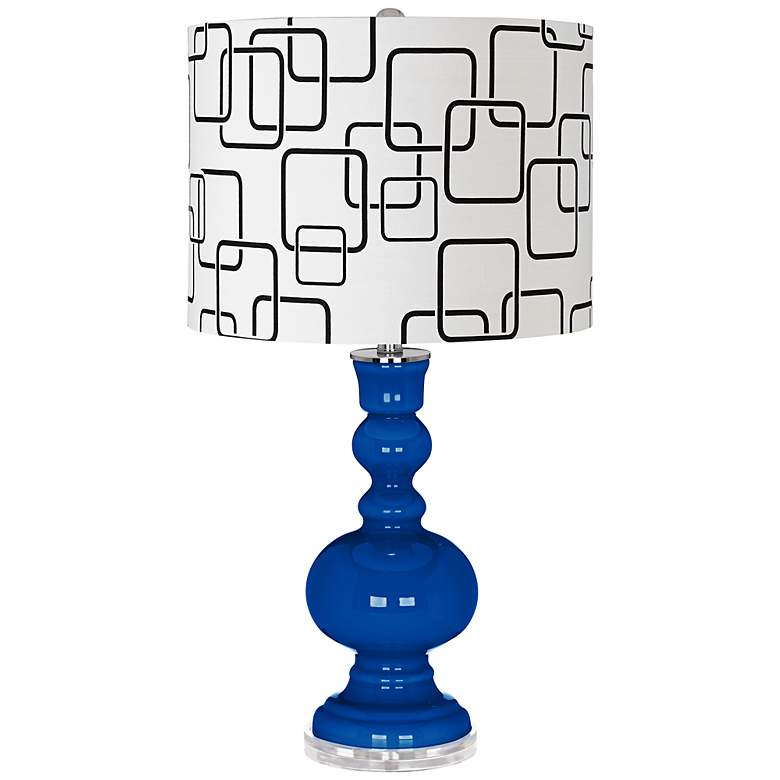 Image 1 Hyper Blue Abstract Rectangle Shade Apothecary Table Lamp
