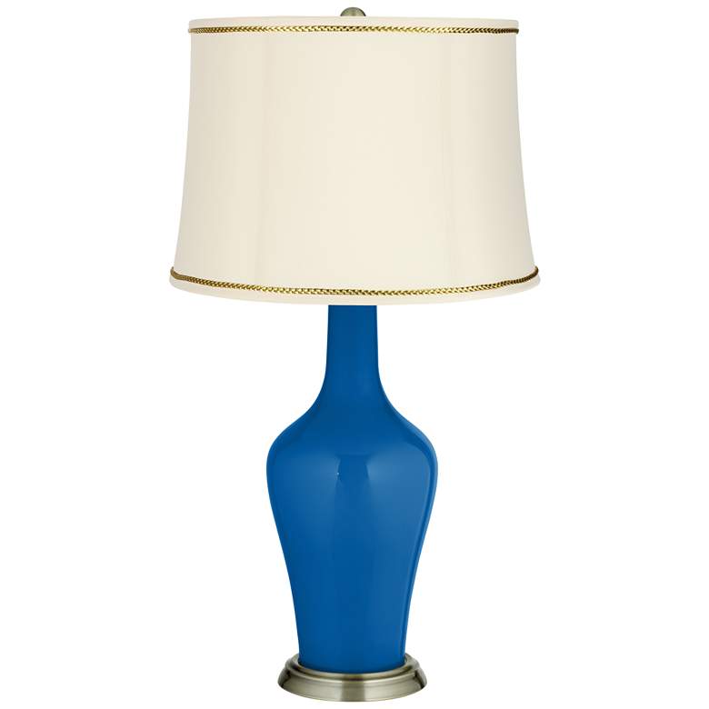 Image 1 Hyper Blue Anya Table Lamp with President&#39;s Braid Trim