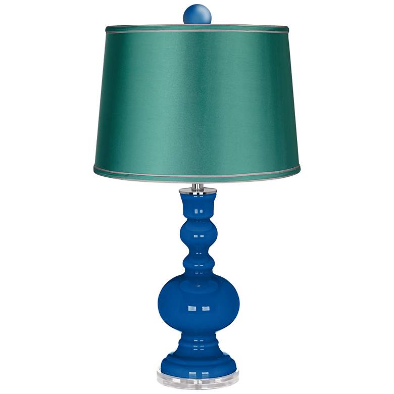 Image 1 Hyper Blue Apothecary Lamp-Finial and Satin Sea Green Shade