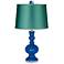 Hyper Blue Apothecary Lamp-Finial and Satin Sea Green Shade
