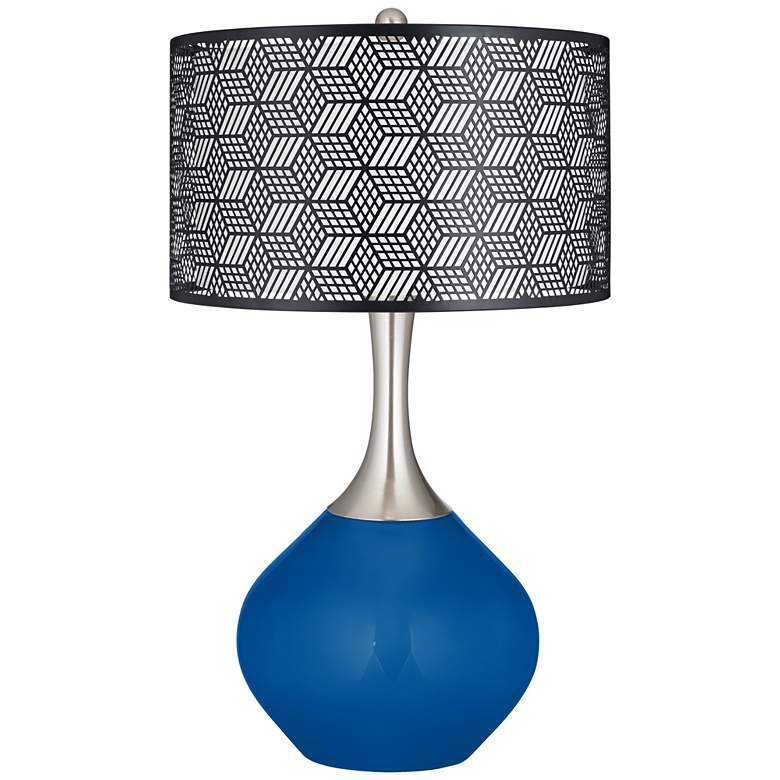 Image 1 Hyper Blue Black Metal Shade Spencer Table Lamp