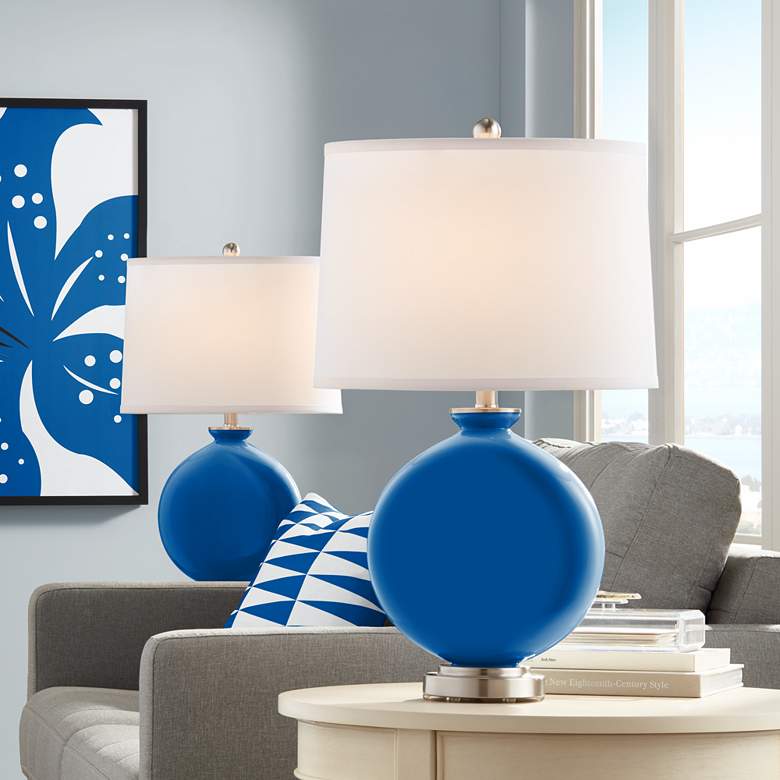 Image 1 Hyper Blue Carrie Table Lamp by Color Plus - Set of 2