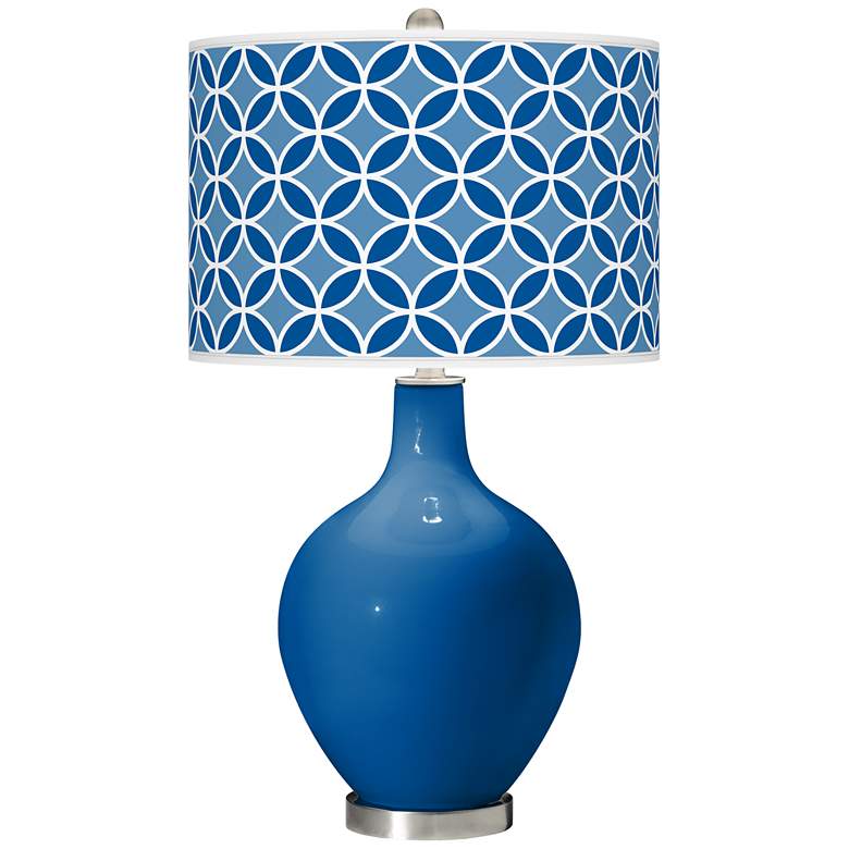 Image 1 Hyper Blue Circle Rings Ovo Table Lamp